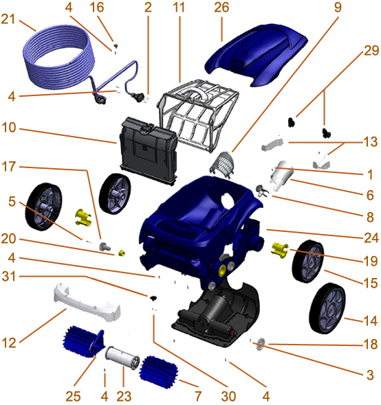 Pièces Détachées Robot Electrique ZODIAC VORTEX 3